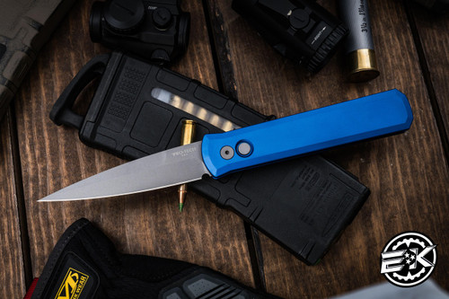 ProTech Godfather Automatic Folding Knife Blue 4" Bayonet Bead Blast  920 (Preowned)