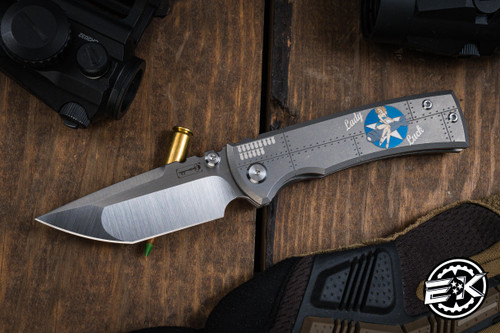 Chaves Knives Ultramar Street Redencion "Lady Luck Bombers" Titanium Folding Knife 3.25" Tanto