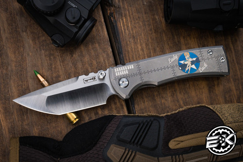Chaves Knives Ultramar Street Redencion "Lady Luck Bombers" Titanium Folding Knife 3.25" Tanto