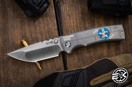 Chaves Knives Ultramar Street Redencion "Lady Luck Bombers" Titanium Folding Knife 3.25" Tanto