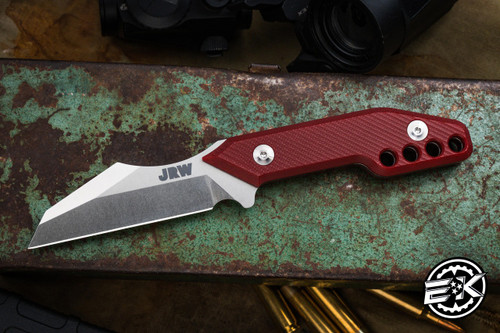 JRW Knives Traitor "Blood Sweat Tears" Red G10 Fixed Blade 2.75" MagnaCut Wharncliffe Stonewash