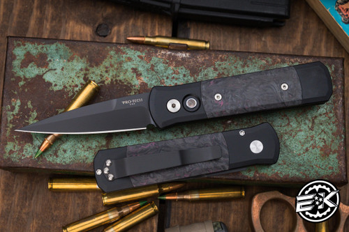 ProTech Godson Automatic Folding Knife Purple Dark Matter Fat Carbon 3.15" Spear Point Black 7FC32