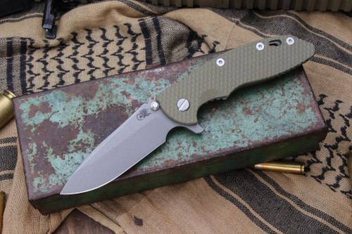 Rick Hinderer Knives XM-18 3.5" Spearpoint Knife OD G10, Working Finish 