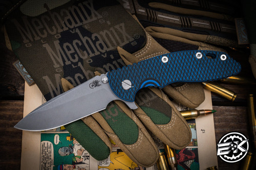 Rick Hinderer Knives XM-18 3.5" Spear Point Knife Blue Black G10, Battle Blue (