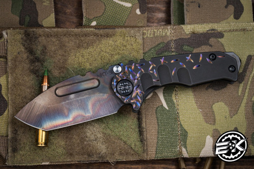 Medford Micro Praetorian T Folding Knife Black Sculpted "Jasmine Fade" Titanium 2.9" Vulcan Tanto 