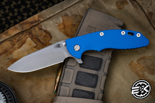 Rick Hinderer Knives XM-18 3.5" Slicer Knife Blue G10, Battle Blue