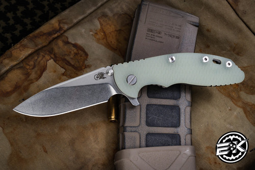 Rick Hinderer Knives XM-18 3.5" Slicer Knife Translucent Green G10, Working Finish