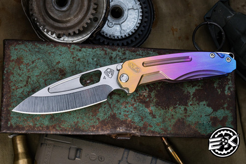 Medford Infraction Folding Knife Gold to Blue Fade Titanium 3.6" Drop Point Tumbled