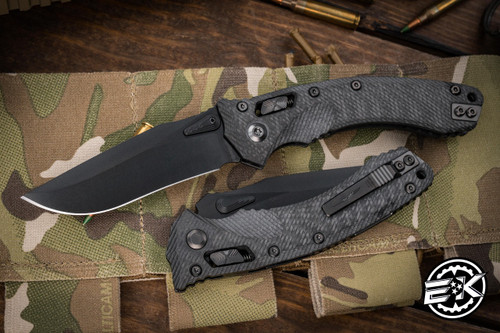  Microtech Amphibian Ram-LOK Folding Knife Fluted Carbon Fiber 3.9" DLC Shadow 137RL-1DLCTFLCFS
