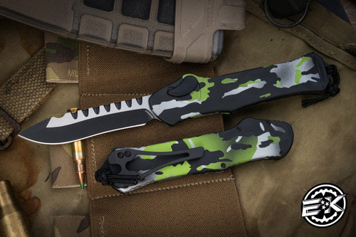 Heretic Knives Hydra V3 OTF Automatic Knife Heretic Camo 3.6" Recurve Two-Tone H008-10A-HCAMO