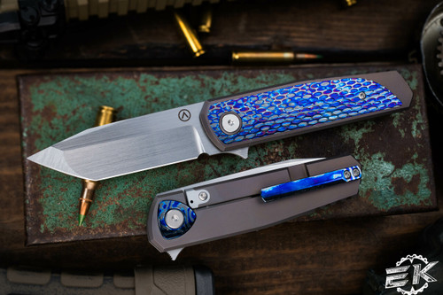 Alliance Designs "EZE" 2.0 Titanium/Dark Ti Inlay- Accents 3.25" Satin Tanto 