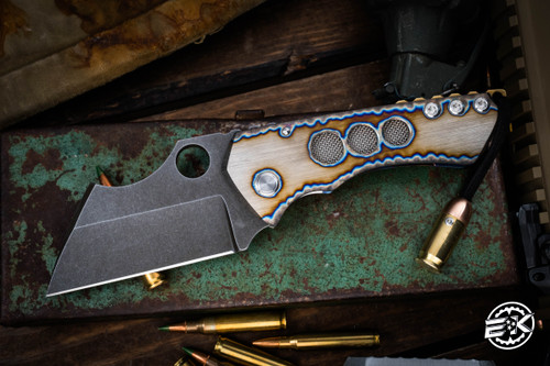 Sergey Rogovets Custom "Rhino" Flame Titanium Bullet Holes 3.5" Satin