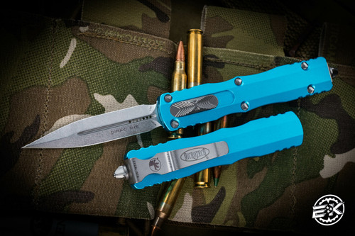 Microtech Dirac OTF Automatic Knife Turquoise 3" Dagger Stonewash 225-10TQ