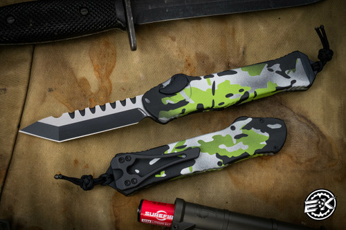 Heretic Knives Hydra V3 Green Camo Aluminum OTF Knife 3.6" Tanto Two-Tone Black H006-10A-HCAMO