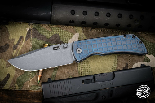 McNees Knives PM Mac 2 Blue/Bronze "Atomic Frag" Titanium Knife 3.5" Stonewash