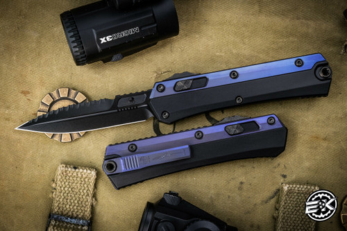 Microtech "Glykon" OTF Purple Titanium 3.75" Bayonet DLC Serrated 184-2DLCPU 