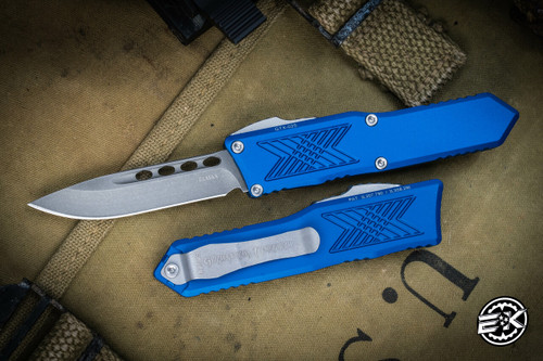  Guardian Tactical GTX-025 Blue OTF Knife 2.5" S/E Stonewash Drop Point