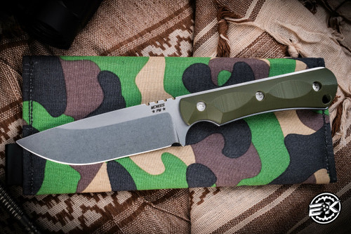 McNees Knives Fixed Blade Knife Green G10 3.75" 3V Stonewash