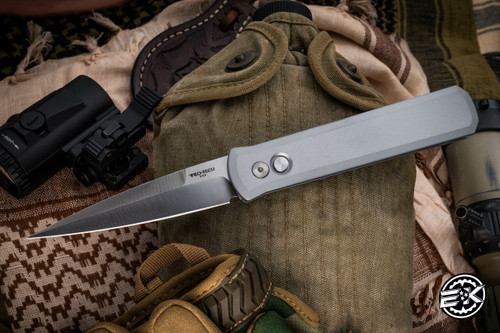 ProTech Godfather Automatic Folding Knife Grey 4" Bayonet Satin  921-SATIN