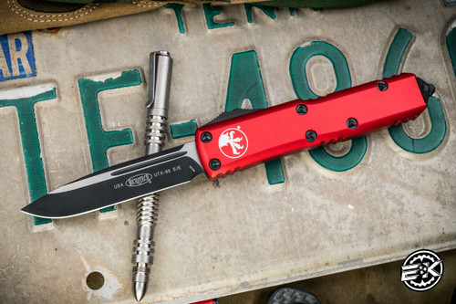 Microtech UTX-85 OTF Automatic Knife Red 3" Drop Point Black Tactical 231-1RD (Preowned)