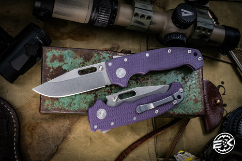 Demko Knives MG AD20S Purple G10 Shark Lock Folder 20CV Clip Point Stonewash