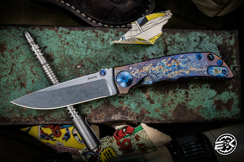 Spartan Blades Custom Harsey Folder Knife Storm Watch "Compass" Titanium 3.25" Stonewash