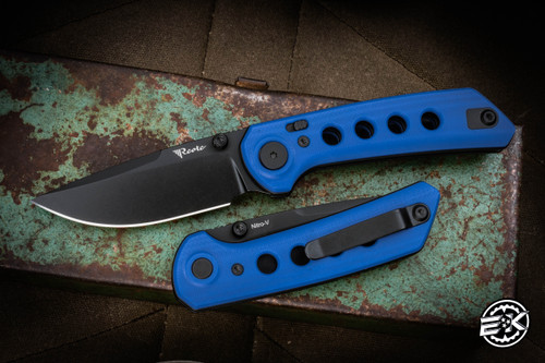 Reate PL-XT Pivot Lock Knife Blue G10 3" Drop Point PVD