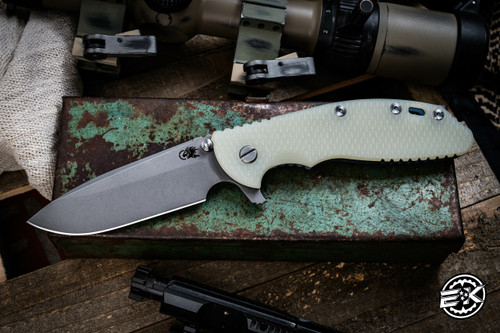 Rick Hinderer Knives XM-24 4.0" Spearpoint Knife Translucent G10, Battle Blue