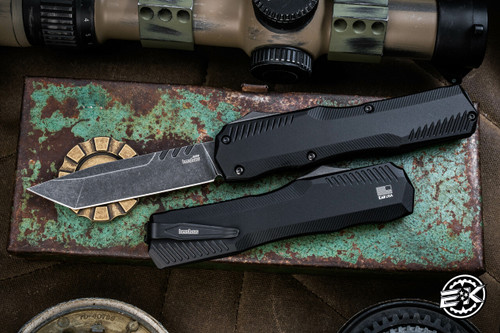 Kershaw LiveWire OTF Automatic Knife Black Aluminum 3.4" Tanto Blackwash 9000T