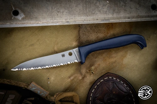 Spyderco Counter Puppy Kitchen Knife Purple Polymer 3.4" Stainless Satin Serrated K20SPR