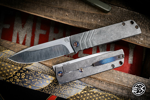 Medford Antik Front Flipper Folding Knife Tumbled Titanium 3.75" Drop Point 