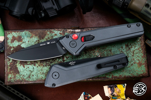 Buck Knives 838 Deploy Sniper Grey Automatic Folding Knife Aluminum 3.25" 154CM Drop Point Black