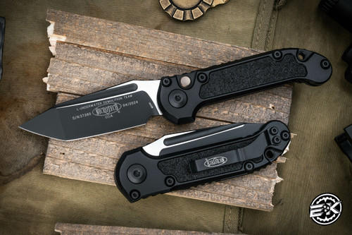 Microtech LUDT Gen III Automatic Folding Knife Aluminum/Grip Inlay 3.4" M390 Tanto Black 1136-1T