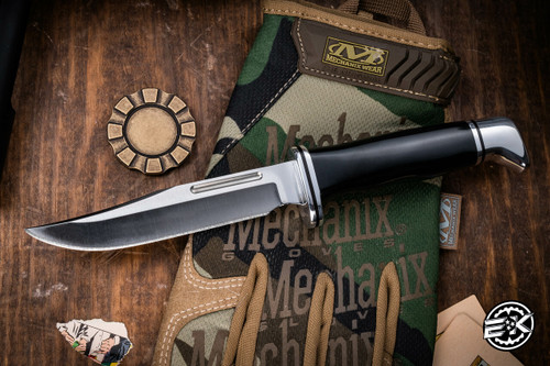 Buck 117 Brahma Fixed Blade Knife Black Phenolic Handle 4.5" 420HC Satin Clip Point