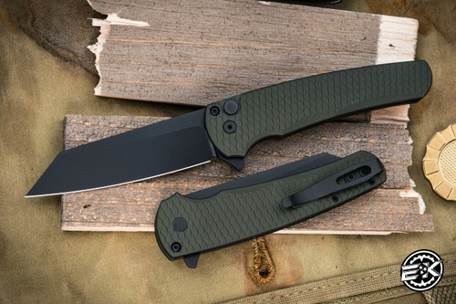 ProTech Malibu Manual Flipper Knife Dragon Scale Green 3.25" DLC Reverse Tanto  5236-GREEN