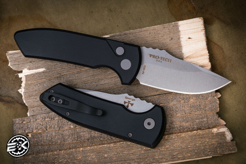 ProTech Les George Left-Handed SBR Short Bladed Rockeye Automatic Knife 2.5" Stonewash  LG401-LH