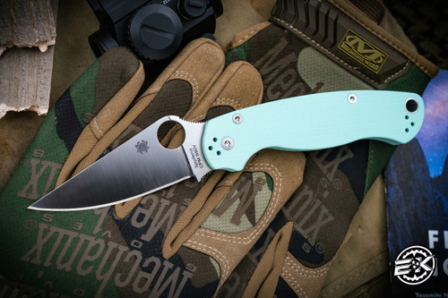 (Preowned) Spyderco Paramilitary 2 Knife Teal G10 3.4" S90V Satin C81GPTL2