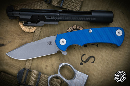 Hinderer Knives Project X Flipper Knife Blue G10 3.65" Working Finish