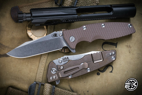 Hinderer Knives EKlipse Flipper FDE G10 3.5" Spearpoint Knife Stonewash Bronze