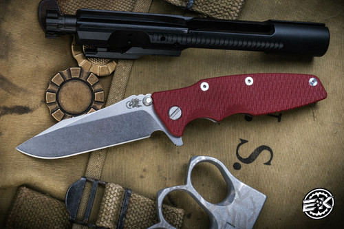 Hinderer Knives EKlipse Flipper Red G10 3.5" Spearpoint Knife Stonewash