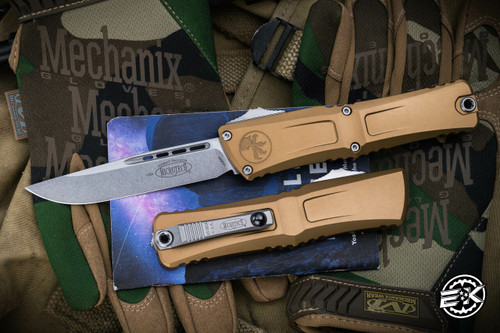 Microtech Combat Troodon Gen III OTF Automatic Knife Tan 4" Drop Point Stonewash 1143-10TA