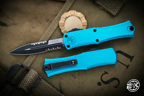 Microtech Hera Mini OTF Automatic Knife Turquoise 3" Bayonet Black Serrated 1701M-2TQ