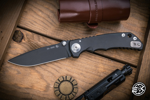 Preowned-Spartan Blades SHF Harsey Folder Knife Black Titanium 4" S45VN Drop Point PVD  SF5BK