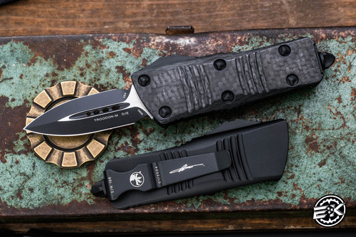 Microtech Troodon Mini OTF Automatic Knife Carbon Fiber 1.9"  Dagger Black -Cali Legal  238-1CFS