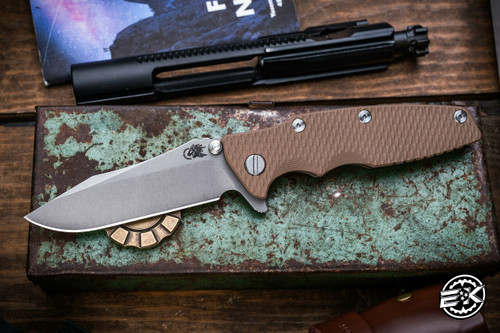 Hinderer Knives EKlipse 3.5" Flipper FDE G10 Battle Bronze Titanium Spearpoint Knife