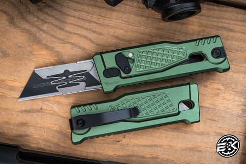 Reate EXO-U Gravity Utility Knife Green Diamond Frag Aluminum 2.3" Utility Blade