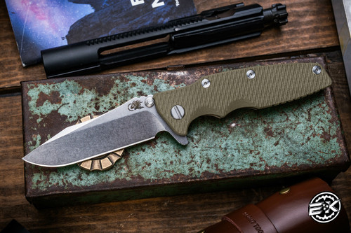 Hinderer Knives EKlipse 3.5" Flipper OD Green G10 Spearpoint Stonewash Bronze