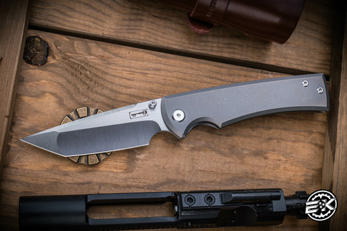 PREOWNED-Chaves Knives Ultramar Liberation 229 Folding Knife Titanium 3.6" Satin Tanto