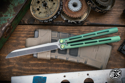 Medford Viceroy Balisong Butterfly Knife Antique Green Titanium 4.8" Sheepsfoot Tumbled