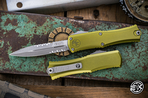 Microtech Hera II Mini OTF Automatic Knife OD Green 3" Bayonet Stonewash Serrated 1701M-11APOD